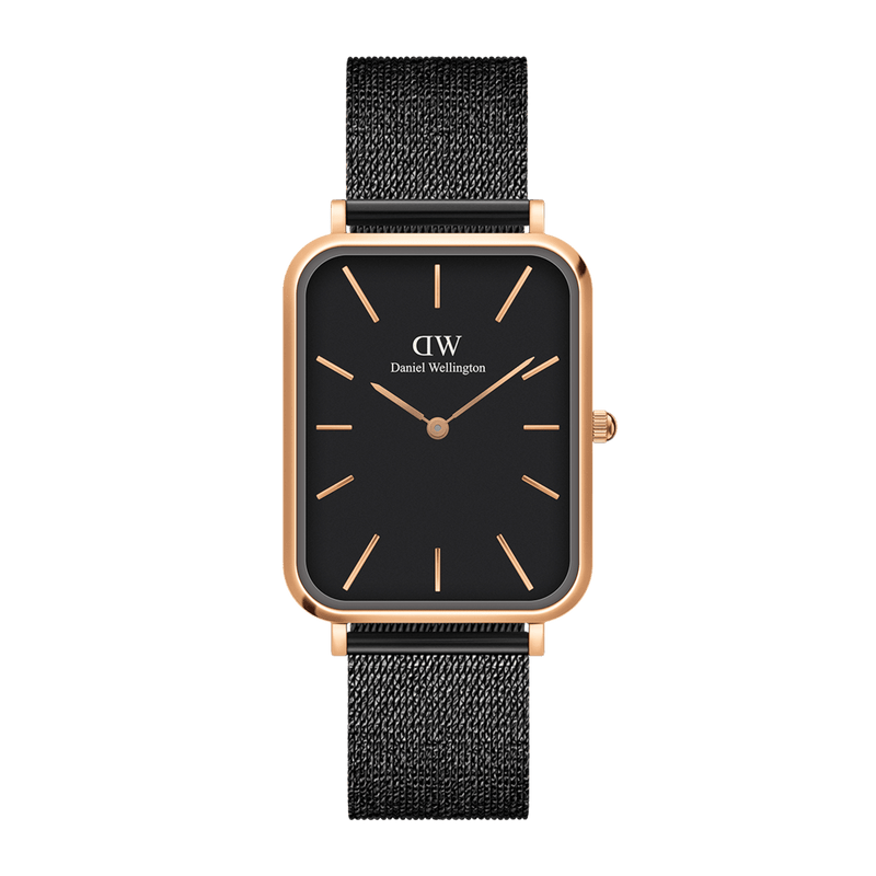 Daniel Wellington Quadro 20X26 Pressed Ashfield Rose Gold & Black Watch Watches Daniel Wellington 