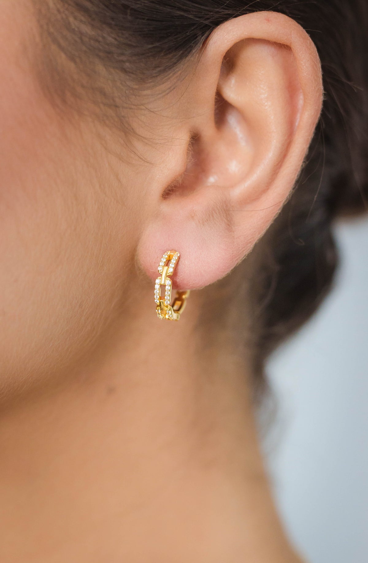 GODDESS LINK HOOP EARRINGS GOLD Bevilles Jewellers 