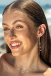 MIRAGE ETHEREAL MORGANITE THREADER EARRING SILVER Bevilles Jewellers 