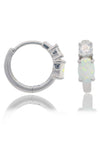 OPAL GLOW WHITE CREATED OPAL HOOP EARRINGS SILVER Bevilles Jewellers 