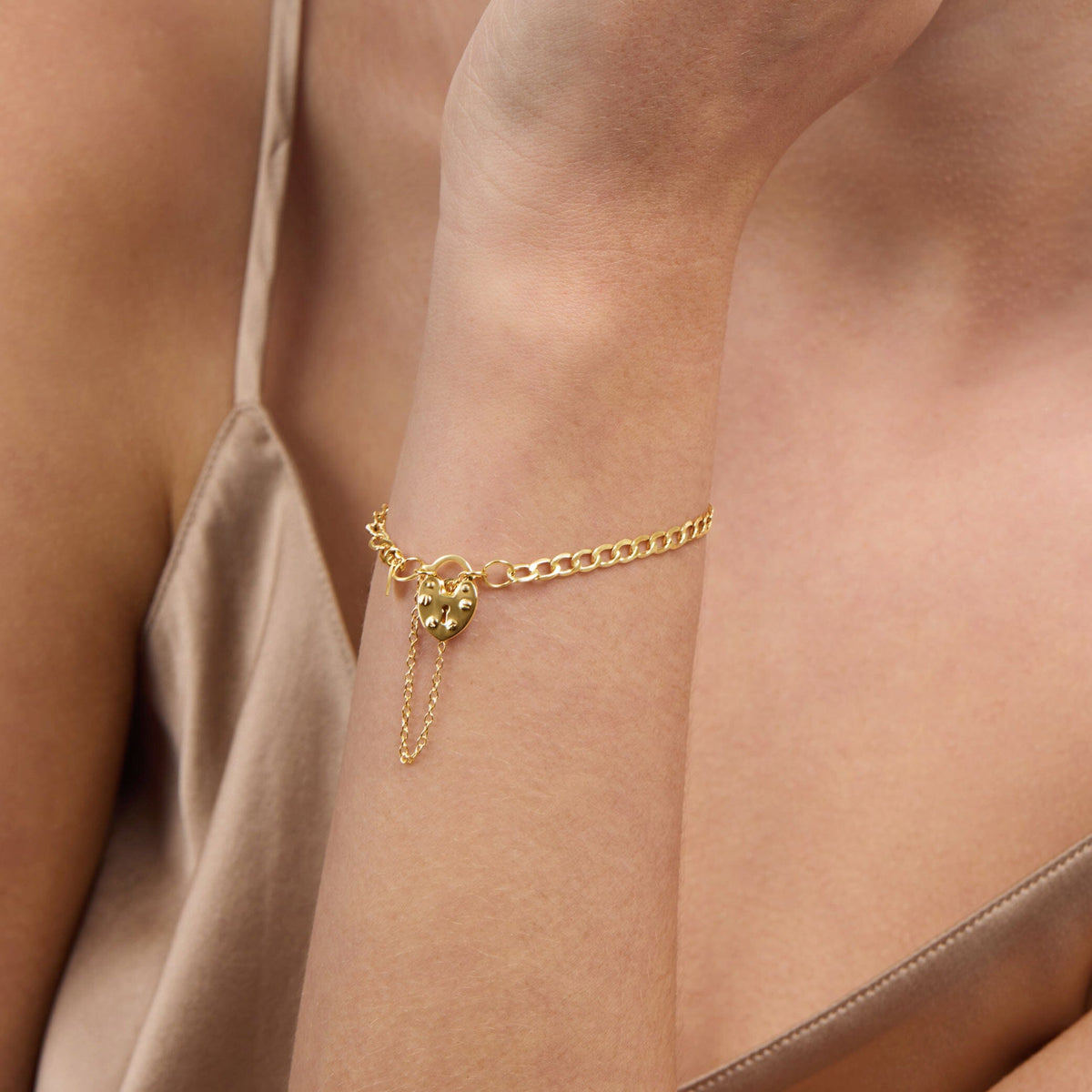 9ct Yellow Gold Silver Infused Padlock Curb Bracelet Bracelets Bevilles Jewellers 