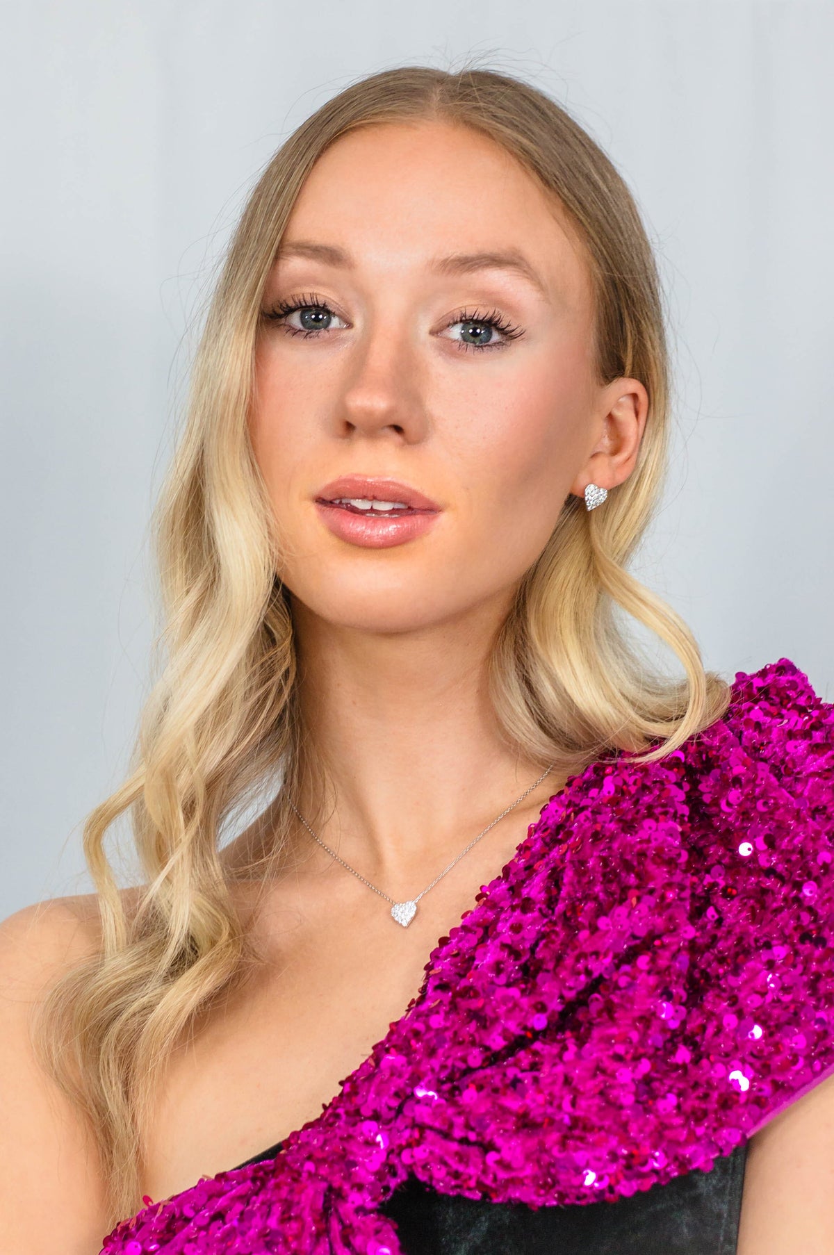 SWEETHEART SPARKLY HEART PENDANT SILVER Bevilles Jewellers 