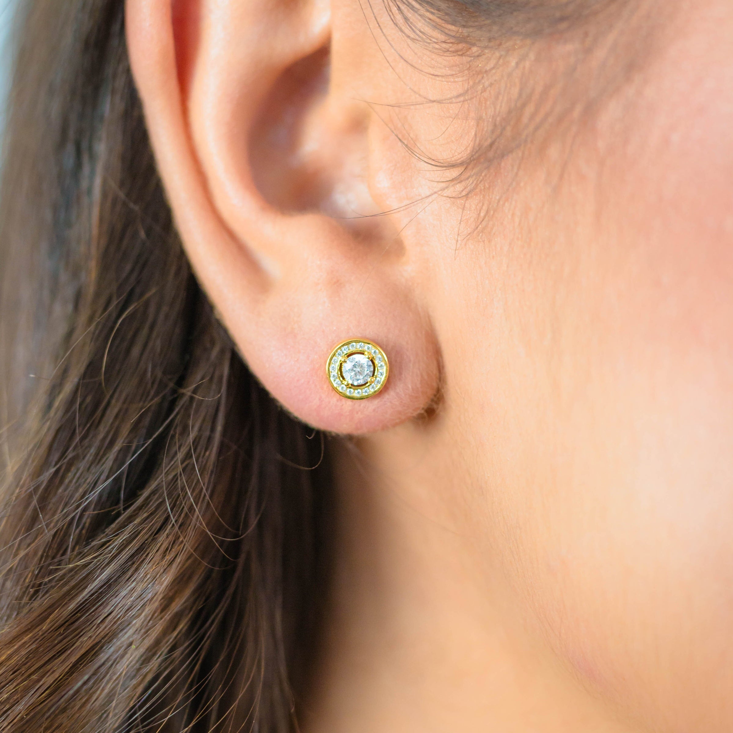 MILESTONE HALO EARRINGS IN GOLD Bevilles Jewellers 