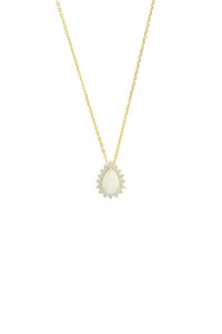 OPAL GLOW ROZELLE WHITE CREATED OPAL PENDANT GOLD Bevilles Jewellers 