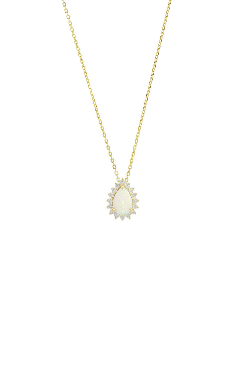 OPAL GLOW ROZELLE WHITE CREATED OPAL PENDANT GOLD Bevilles Jewellers 
