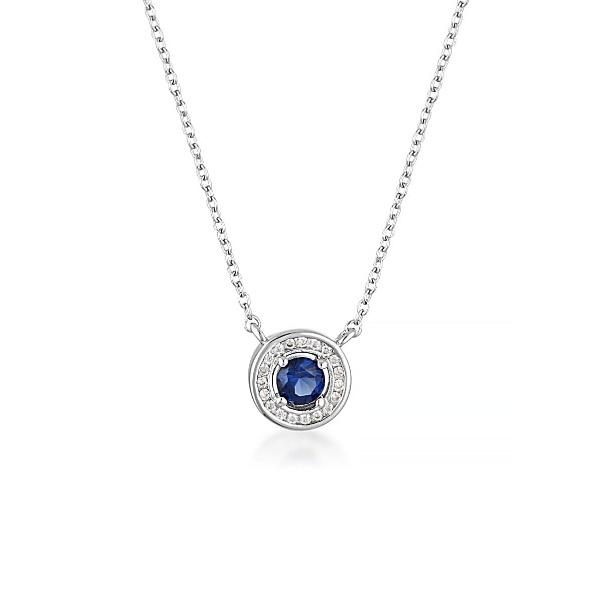 MILESTONE SAPPHIRE HALO PENDANT IN SILVER Bevilles Jewellers 