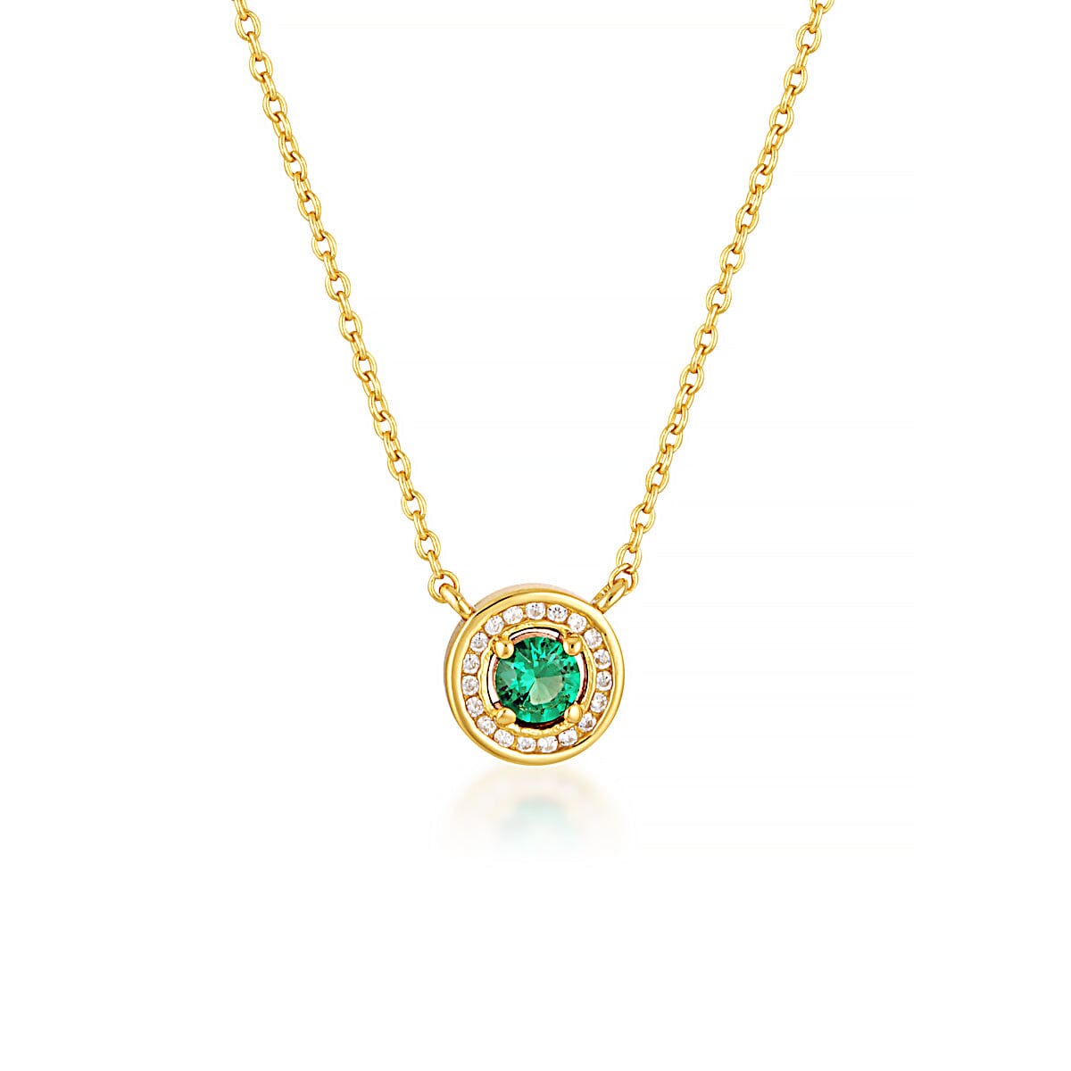 MILESTONE EMERALD HALO PENDANT IN GOLD Bevilles Jewellers 