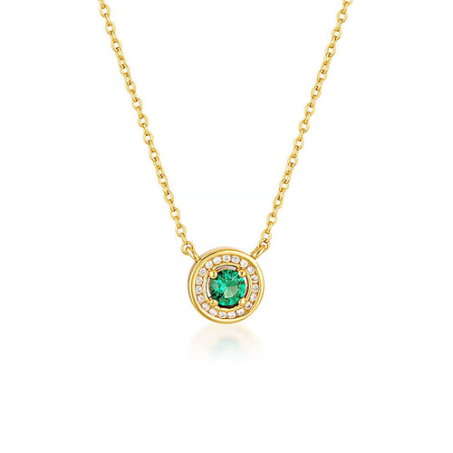 MILESTONE EMERALD HALO PENDANT IN GOLD Bevilles Jewellers 