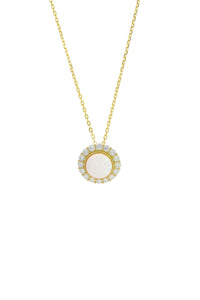 OPAL GLOW MARRINAWI WHITE CREATED OPAL PENDANT GOLD Bevilles Jewellers 