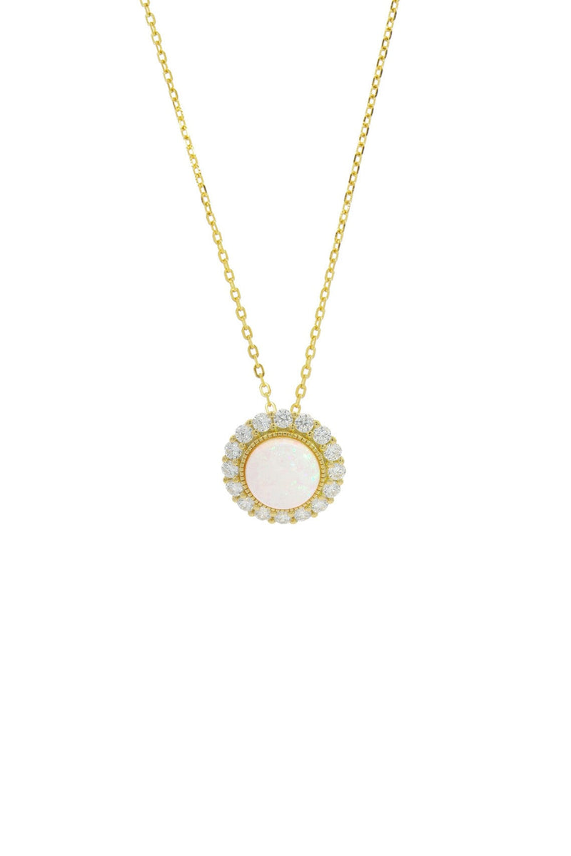 OPAL GLOW MARRINAWI WHITE CREATED OPAL PENDANT GOLD Bevilles Jewellers 