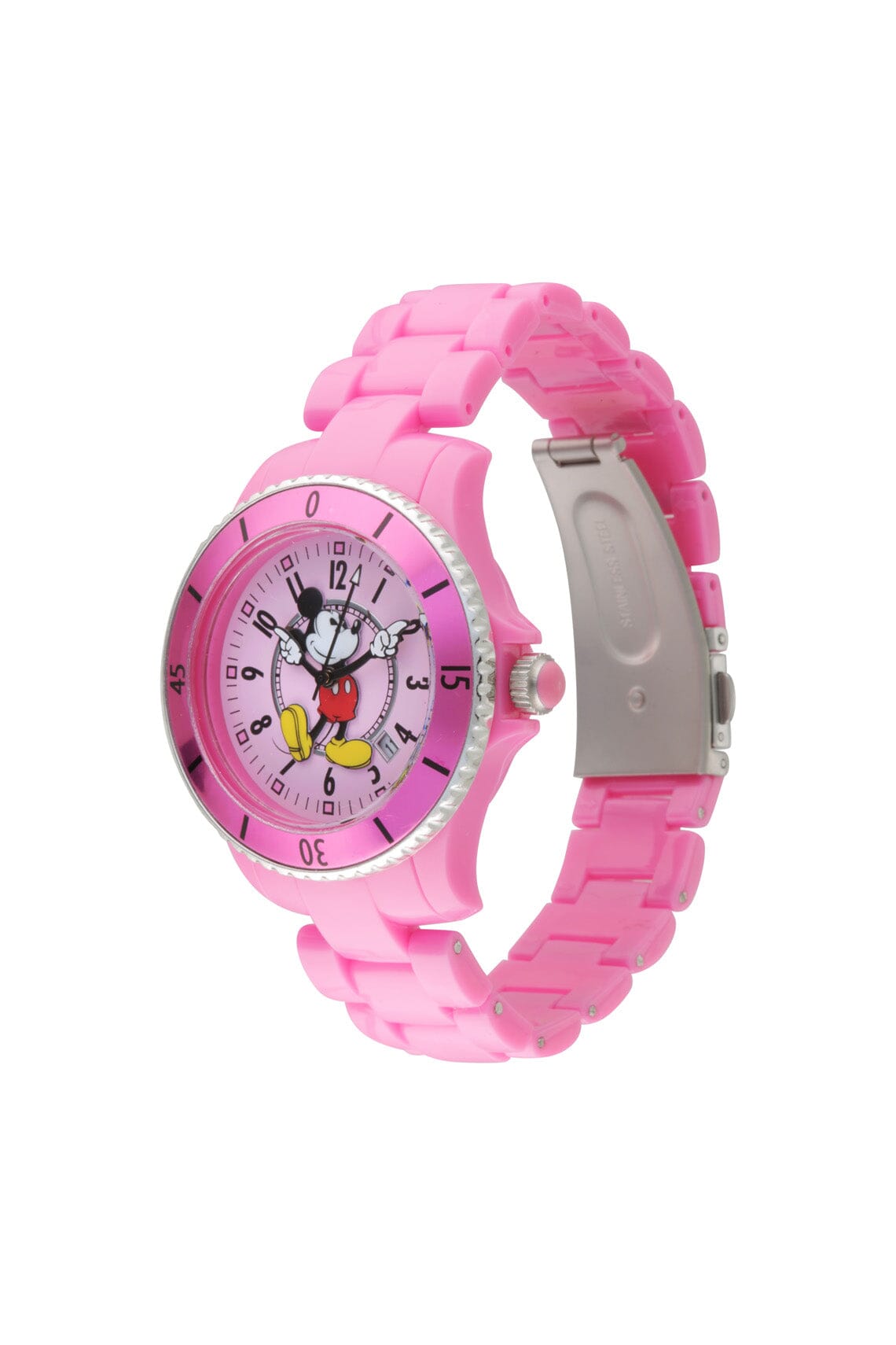 Disney Mickey Sports 40mm Pink Dial Pink Stainless Steel Watch Watches Disney 