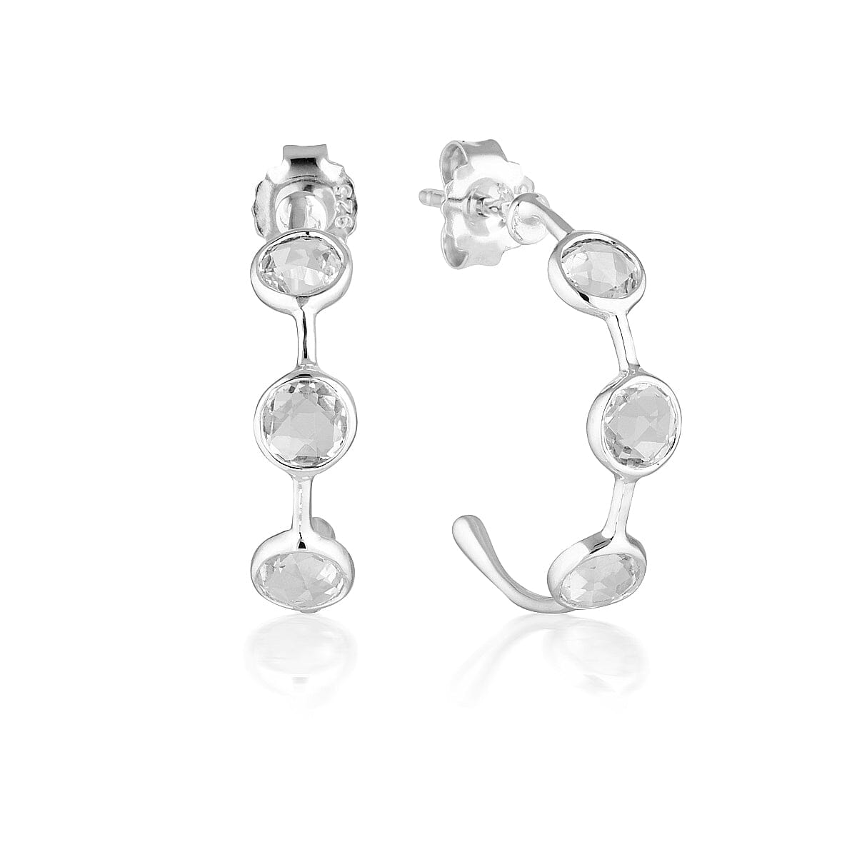 Georgini Kiklo White Topaz Silver Hoop Earrings Earrings Georgini 
