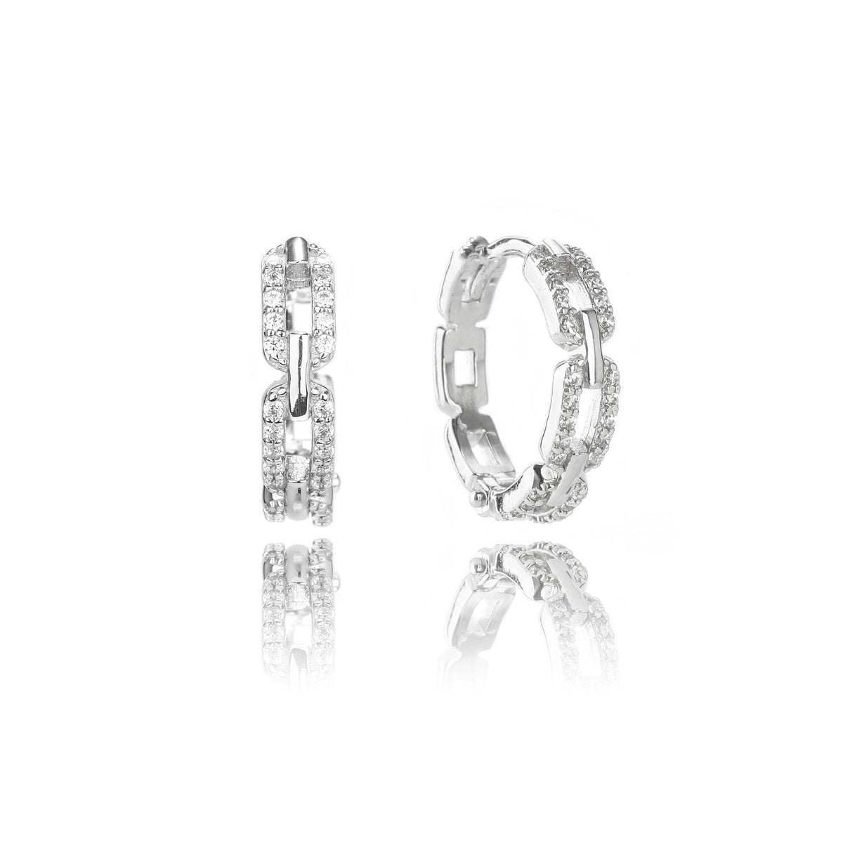 GODDESS LINK HOOP EARRINGS SILVER Bevilles Jewellers 
