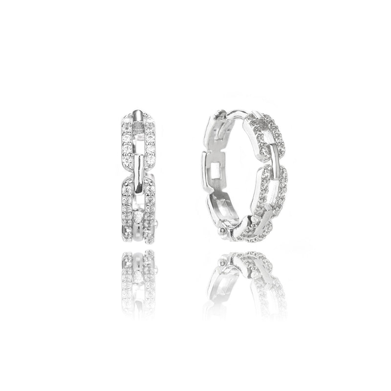 GODDESS LINK HOOP EARRINGS SILVER Bevilles Jewellers 