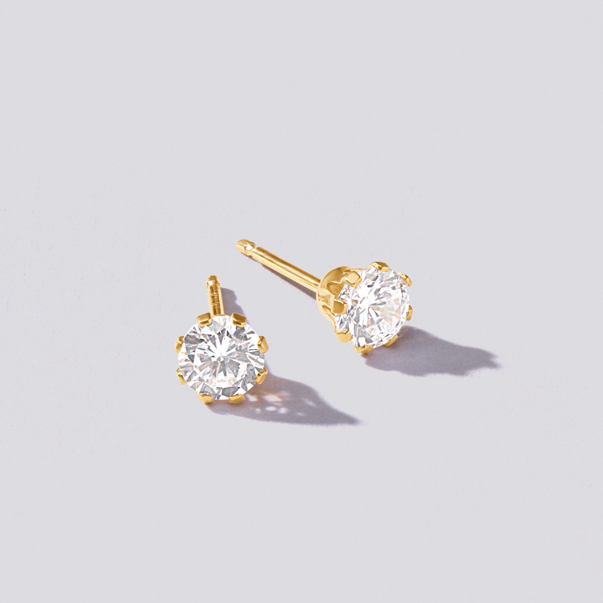 9ct Yellow Gold Silver Infused Cubic Zirconia Earrings 5mm Earrings Bevilles 