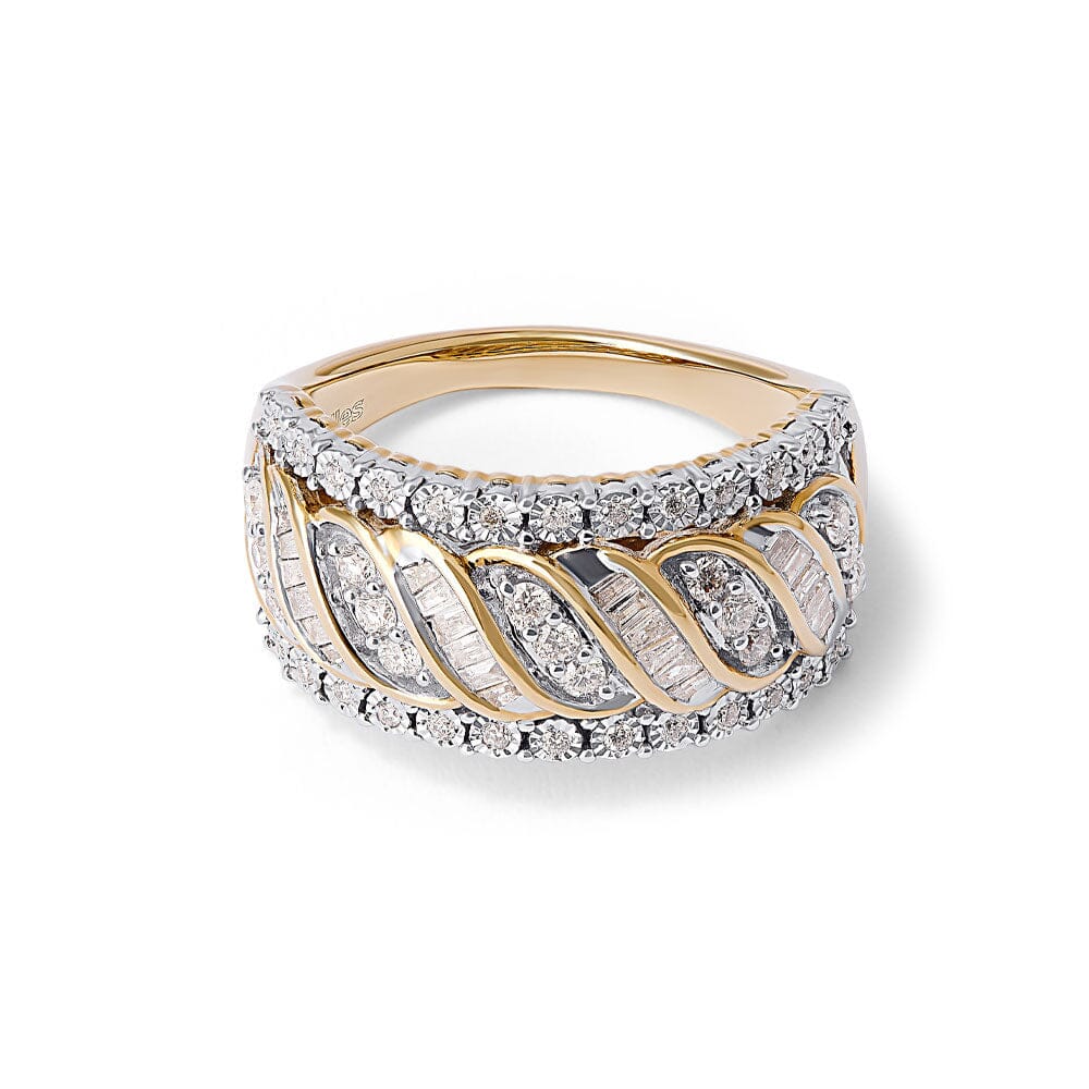 Fancy Dress Ring with 1/2ct of Diamonds in 9kt Yellow Gold Rings Bevilles 