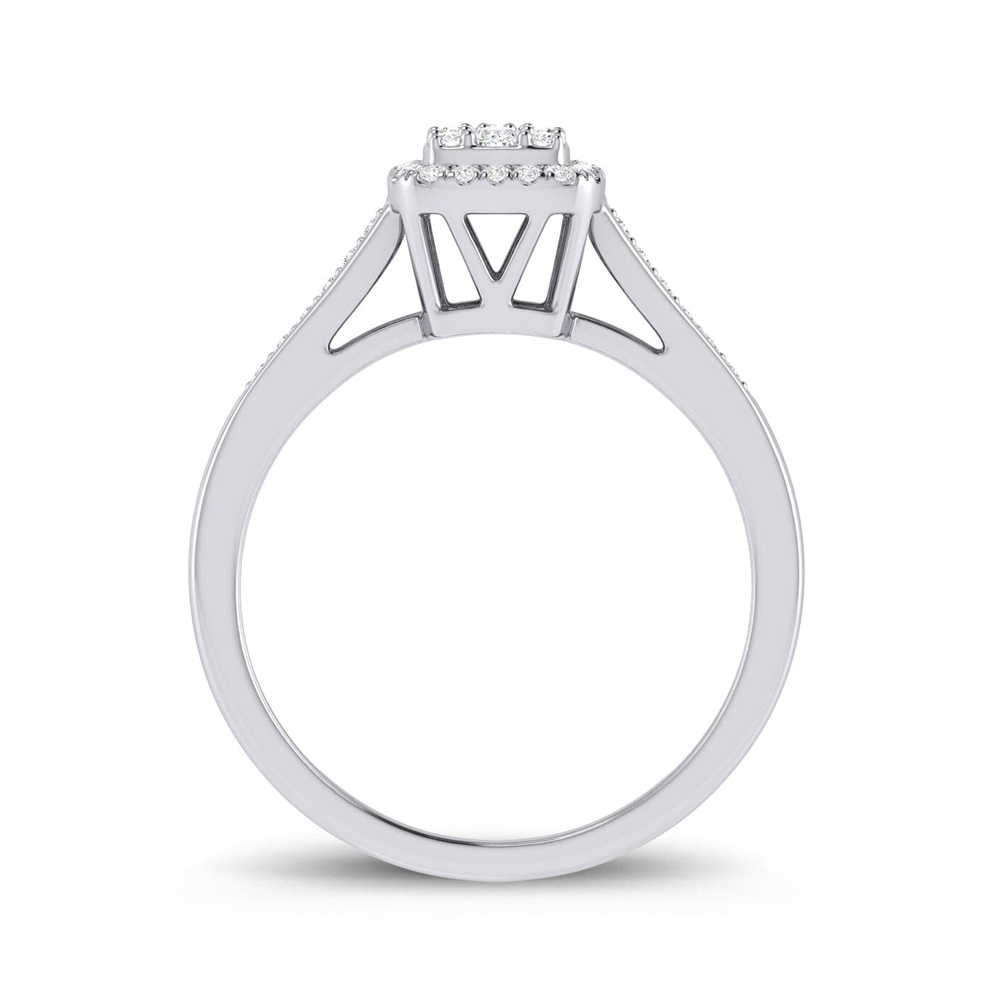 9ct White Gold 0.25ct Square Look Diamond Ring Rings Bevilles 