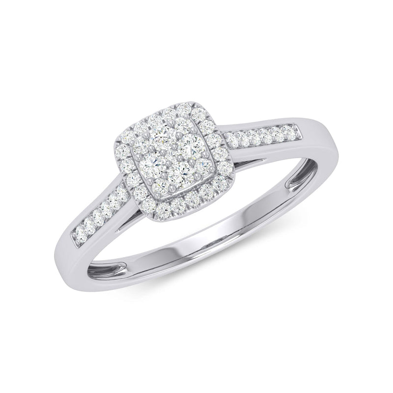 9ct White Gold 0.25ct Square Look Diamond Ring Rings Bevilles 