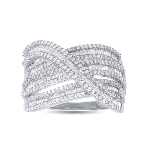 9ct White Gold 1.00ct Diamond Multi Layer Ring Rings Bevilles 