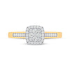 9ct Yellow Gold Square Shape Halo Ring with 0.25ct of Diamonds Rings Bevilles 