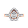 Double Pear Halo Ring with 1/5ct of Diamonds in 9ct Rose Gold Rings Bevilles 