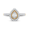Facets of Love Pear Halo Ring with 1/2ct of Diamonds in 18ct Yellow Gold Rings Bevilles 