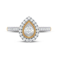 Facets of Love Pear Halo Ring with 1/2ct of Diamonds in 18ct Yellow Gold Rings Bevilles 