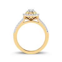 Facets of Love Pear Halo Ring with 1/2ct of Diamonds in 18ct Yellow Gold Rings Bevilles 