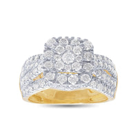 Facets of Love Square Mirage Ring with 1.50ct of Diamonds in 18ct Yellow Gold Rings Bevilles 