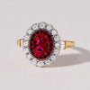 Created Ruby Ring with 1/3ct of Diamonds in 9ct Yellow Gold Rings Bevilles 