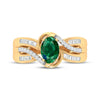 9ct Yellow Gold Created Emerald and Diamond Ring Rings Bevilles 