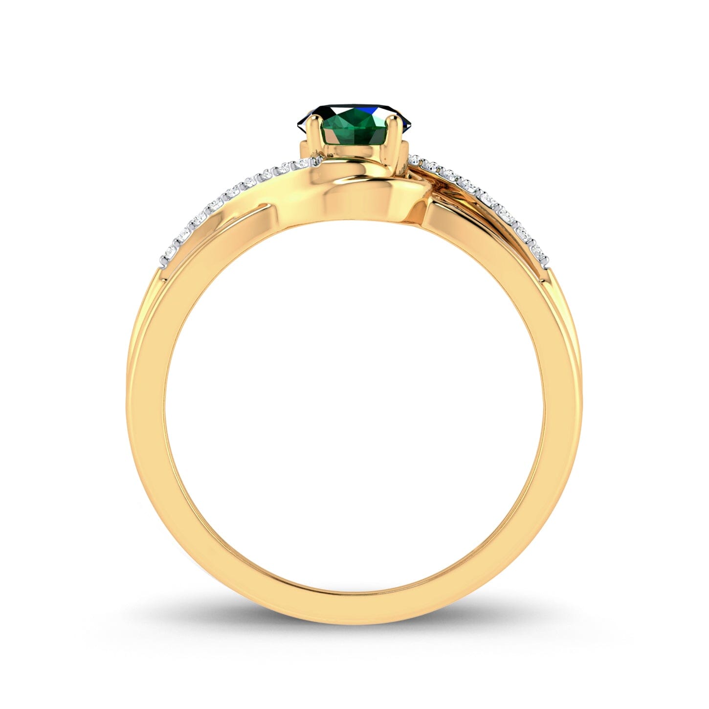 9ct Yellow Gold Created Emerald and Diamond Ring Rings Bevilles 