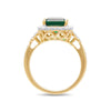 Created Emerald Halo Ring with 0.15ct of Diamonds in 9ct Yellow Gold Rings Bevilles 