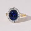 Created Sapphire Ring with 1/3ct of Diamonds in 9ct Yellow Gold Rings Bevilles 