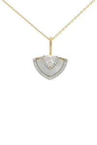 CHIC NOEL MOTHER OF PEARL FAN PENDANT GOLD Bevilles Jewellers 