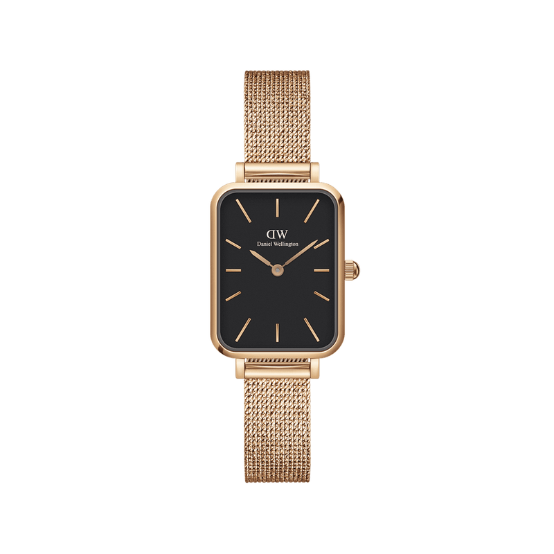 Daniel Wellington Quadro 20X26 Pressed Melrose Rose Gold & Black Watch Watches Daniel Wellington 