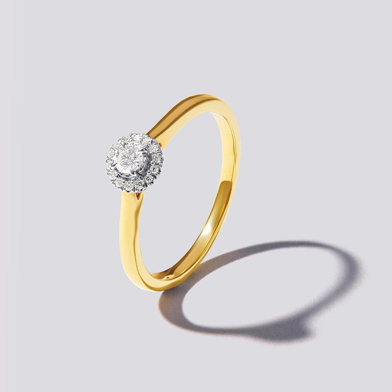 Halo Ring with 0.10ct of Diamonds in 9ct Yellow Gold Bevilles Jewellers 