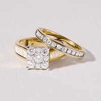 Square Look Ring With 1.75ct of Diamonds in 9ct Yellow Gold Rings Bevilles 