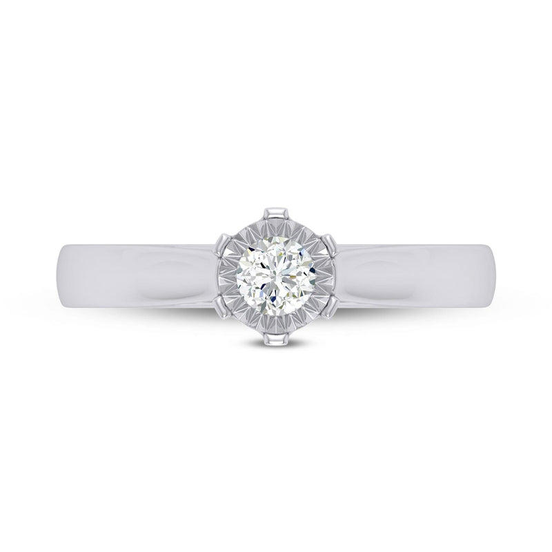 Brilliant Illusion Solitaire Miracle Ring with 0.10ct Diamonds in 9ct White Gold Rings Bevilles 