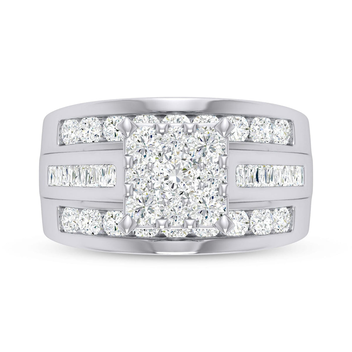 Brilliant Baguette Ring with 2.00ct of Diamonds in 9ct White Gold Rings Bevilles 