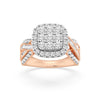 Halo Square Look Ring with 1.00ct of Diamonds in 9ct Rose Gold Rings Bevilles 