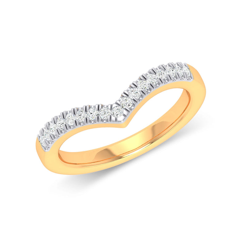 Stackable V shaped Ring with Diamonds in 9ct Yellow Gold Rings Bevilles 