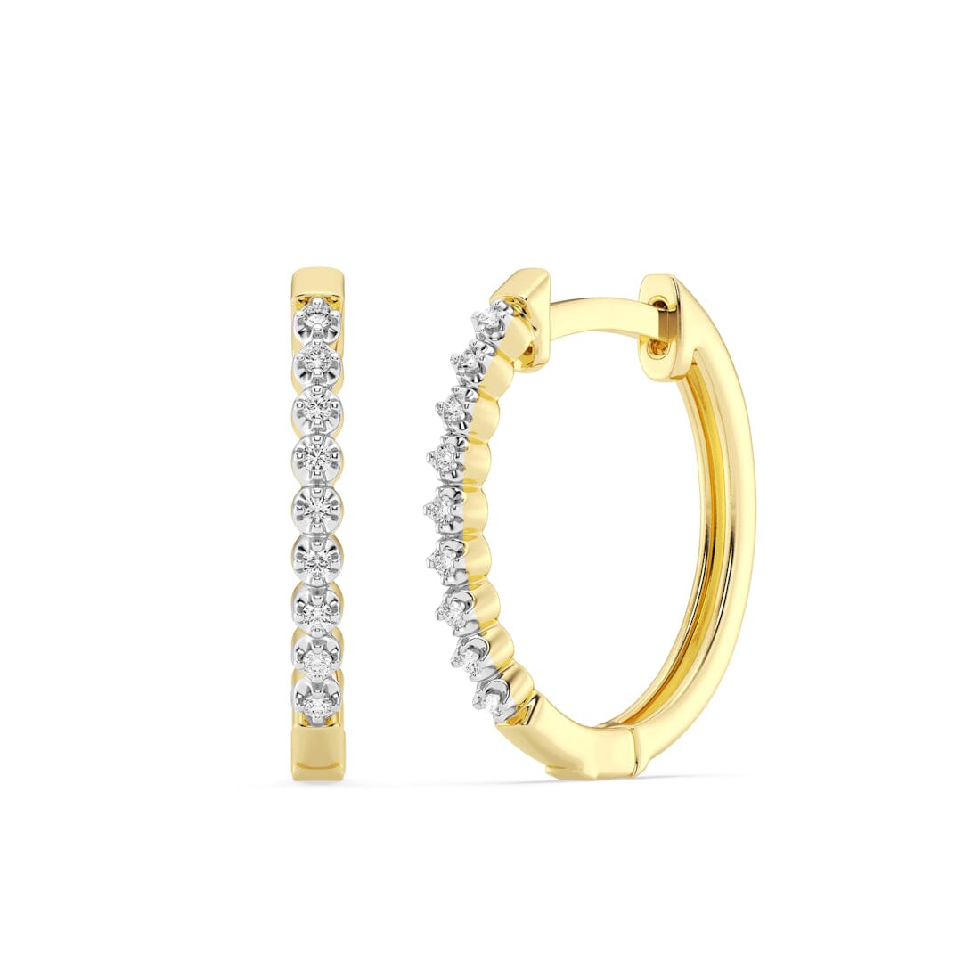 Hoop Earrings with 0.05ct of Diamonds in 9ct Yellow Gold Earrings Bevilles 