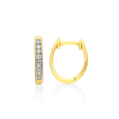 Hoop Channel Earrings with 1/5ct of Diamonds in 9ct Yellow Gold Earrings Bevilles 
