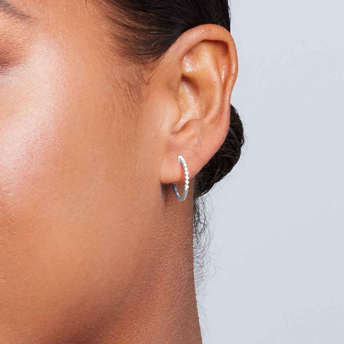 Hoop Earrings with 0.05ct of Diamonds in 9ct White Gold Earrings Bevilles 