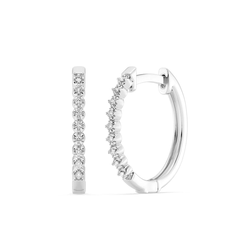 Hoop Earrings with 0.05ct of Diamonds in 9ct White Gold Earrings Bevilles 