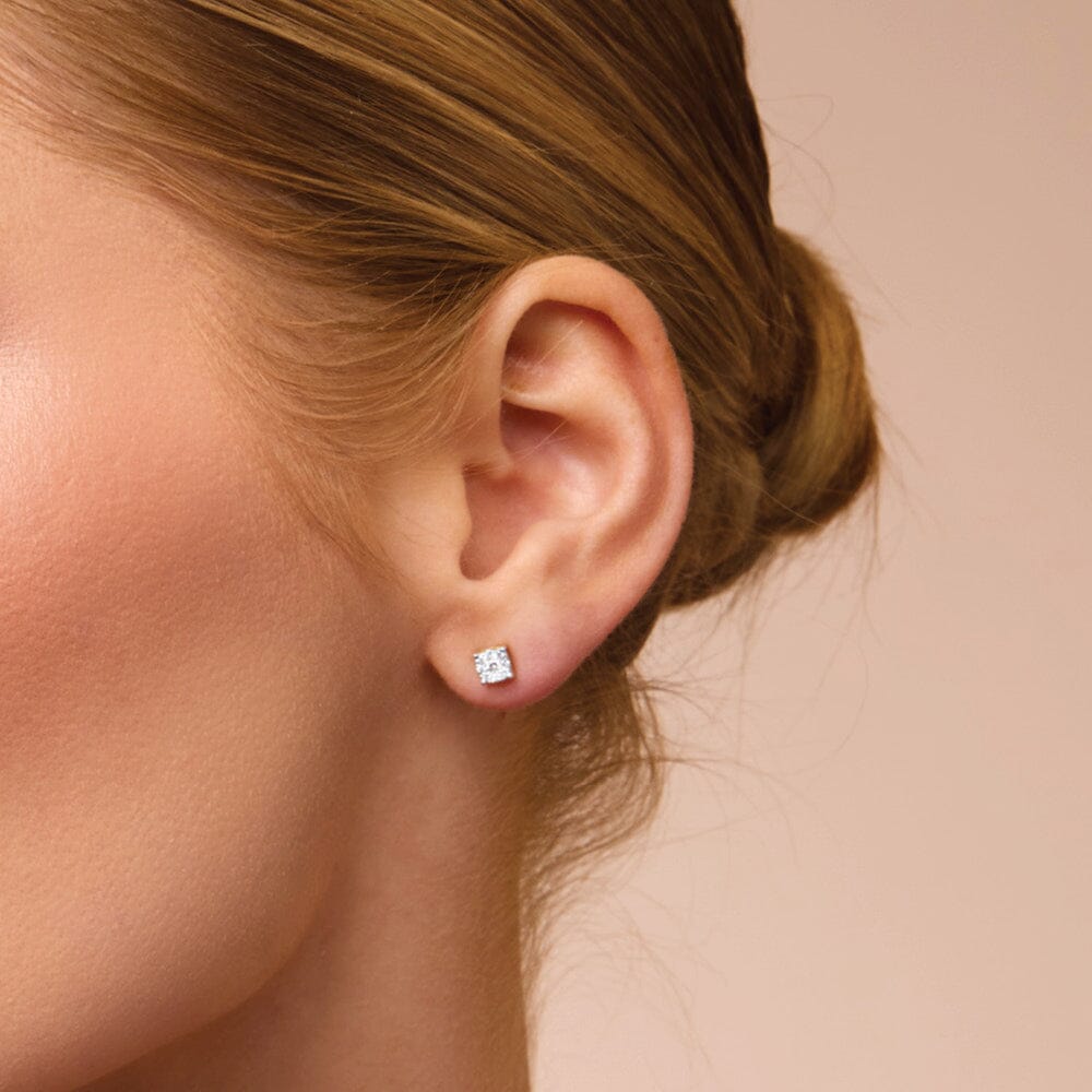 Composite Stud Earrings with 1/5ct of Diamonds in 9ct Yellow Gold Earrings Bevilles Jewellers 