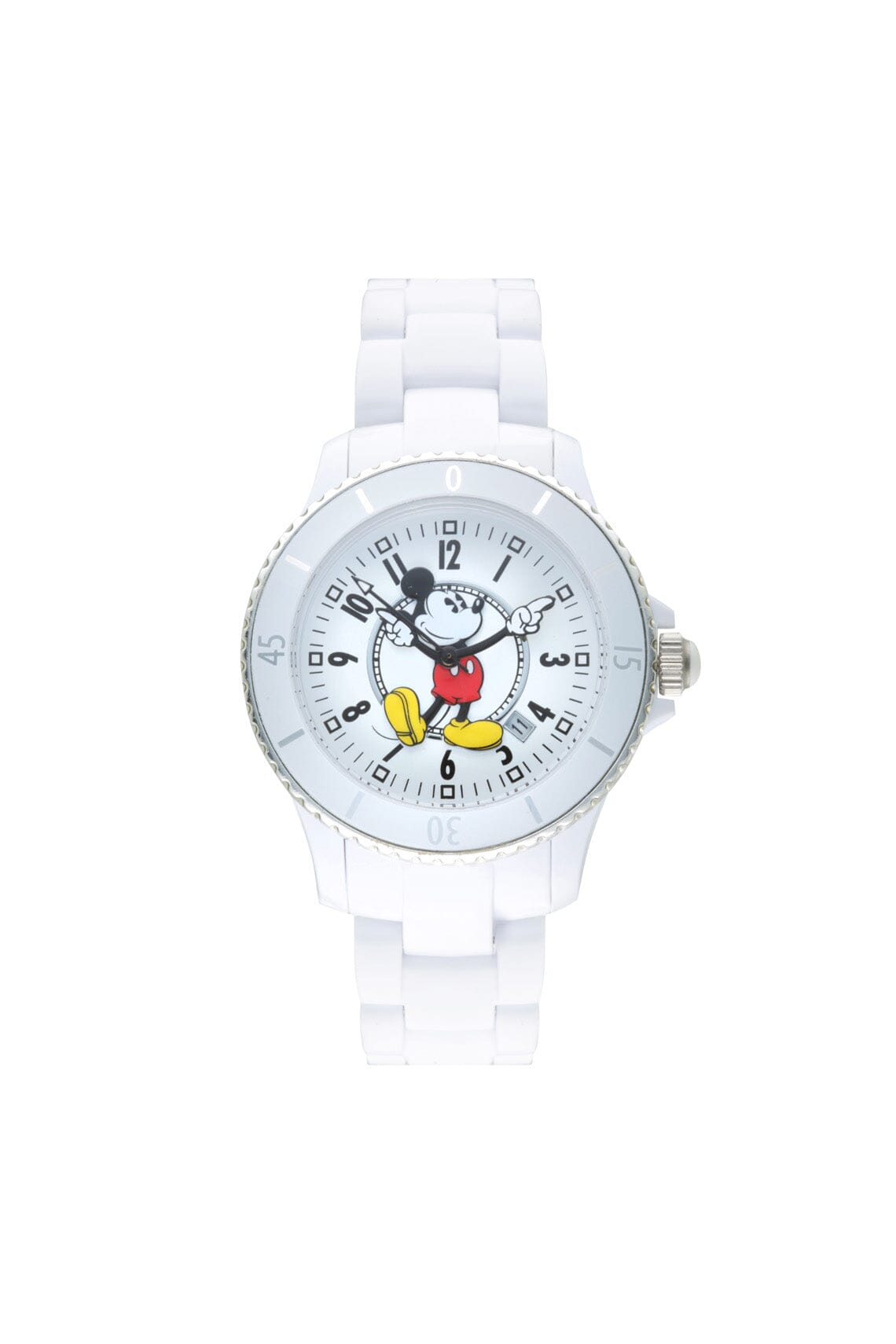 Disney Mickey Sports 40mm White Dial White Stainless Steel Watch Watches Disney 