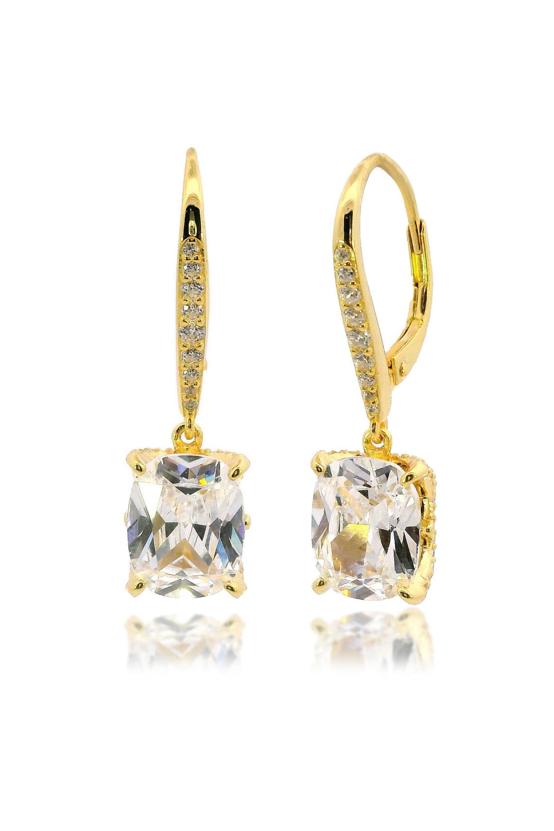 SYDNEY SOIRÉE ELAINE CUSHION CUT DROP EARRINGS GOLD Bevilles Jewellers 