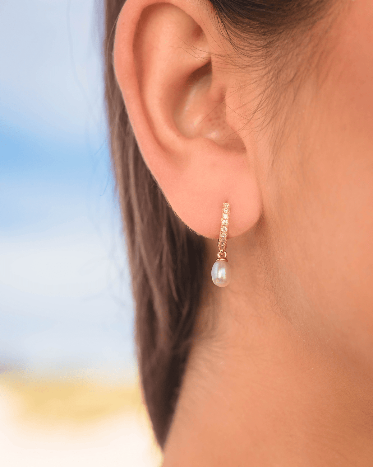 OCEANS BONDI FRESHWATER PEARL EARRINGS GOLD Bevilles Jewellers 